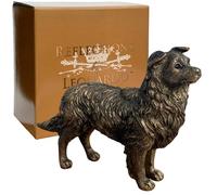 Animal Crackers Figurine Border Collie debout, gamme Leonardo Reflections Bronzed, coffret cadeau