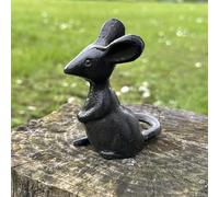 Animal Crackers Figurine de souris en fonte pour décoration de jardin dans une pose « écoute », excellent cadeau insolite pour les amateurs de souris