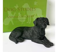Animal Crackers Figurine Labrador noir couché de la collection Dog Studies - 16,5 cm - Coffret cadeau