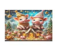 Animal Cute Cochon Puzzle en Bois Enfant 1000 Pièces - Jeu EduChatif Motricité Fine Et Concentration - Puzzles pour Adultes (75×50cm)
