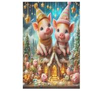 Animal Cute Cochon Puzzles De 1000 Pièces pour Adultes Et Enfants Puzzle Impossible Jouets en Bois Jeu Stimulant 78×53cm