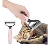 Animal de compagnie chien chat fourrure cheveux noeud coupe râteau lames en acier inoxydable toilettage peigne brosse pour animaux à poils longs TPR poignée bleu rose S L taille (L)