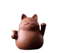 Animal de compagnie chinois Zisha Maneki Neko porte-bonheur, animal de compagnie de chat en céramique, animal de compagnie de thé en argile violette fait à la main pour plateau de thé