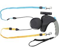 Animal de compagnie double tête corde de traction, lumière LED, design extensible, convient aux chiots, noir