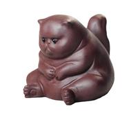 Animal de compagnie en argile violette chinoise - Compagnon violet sensible à la chaleur changeant de couleur, figurine de chat en colère mignonne faite à la main pour décoration de plateau chinois