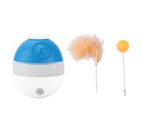 Animal de compagnie fuite drôle chat interactif plume Kitty auto-guérison soulager l'ennui drôle chat bâton animal chat jouet (bleu)