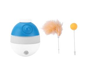 Animal de compagnie fuite drôle chat interactif plume Kitty auto-guérison soulager l'ennui drôle chat bâton animal chat jouet (bleu)