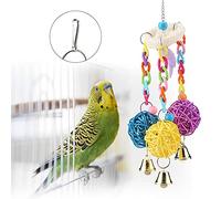 Animal de Compagnie, Perroquet coloré Swing Balle de Rotin avec Sonne Cloche Jouets à Mastication Balançoires Suspendues Jouant du Décor pour l'oiseau Perruche Parakeet COC Ls Conure Lovebird Pinch