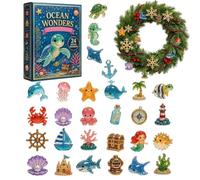 Animal de l'Avent 2D plat drôle mignon créature mer Noël | Calendrier de compte à rebours - Figurines d'animaux marins pour maison, chambre à coucher, centre commercial, magasin, hôtel