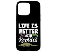 Animal de Reptile Mignon pour Animaux de Compagnie La Vie est Meilleure avec Les Reptiles Coque pour iPhone 15 Pro Max