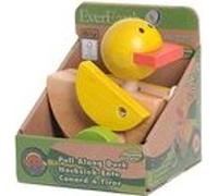 Animal de trait canard bois jaune ailes mobiles 12 cm jaune