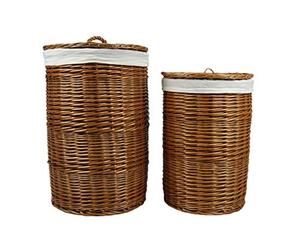 animal-design Panier à linge rond en osier avec couvercle et insert en tissu lavable - Taille 1