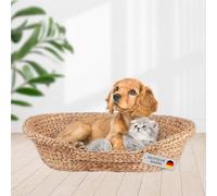 animal-design Panier pour chat ou chien en jacinthe d'eau tressée, petit lit doux et confortable (taille 2)