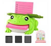 Animal Desk Organizer & Note Holder, Sticky Note Dispenser with Pen Rest, Reminder Card Slot and 3 Reusable Stencils, Cute 3D Printed Office Desk Accessory for Home School(Frog)