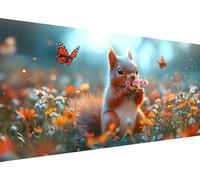 animal Diamond Painting Adulte,5D Diamond Painting écureuil Motif avec Carré Full Drill Toile 40x80 CM,DIY Diamant Point de Croix Broderie Kit Complet Accessoires,Decoration Halloween Murale L1-903