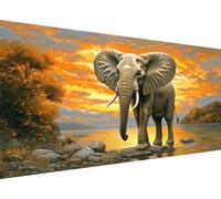 animal Diamond Painting Adulte,5D Diamond Painting éléphant Motif avec Carré Full Drill Toile 40x70 CM,DIY Diamant Point de Croix Broderie Kit Complet Accessoires,Decoration Halloween Murale L1-621