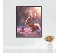 Animal Diamond Painting Adulte éCureuil Diamond Painting Broderie Diamant Cristal Art Kits, DIY Peinture Diamant Strass Point de Croix Kits, pour Décoration Murale Maison, Cadeau 60 x 80 cm PJY9 2-N