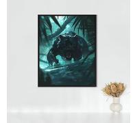 Animal Diamond Painting Adulte PanthèRe Noire Diamond Painting Broderie Diamant Cristal Art Kits, DIY Peinture Diamant Strass Point de Croix Kits, pour Décoration Maison, Cadeau 40 x 50 cm PJY9 G-R
