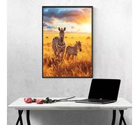 Animal Diamond Painting Adulte ZèBre Peinture Diamant Adulte DIY Broderie Diamand Cristal Art Kits, Peinture Diamant Strass Point de Croix Kits, pour Décoration Murale Maison, Cadeau 30x40cm PJY9 2-X