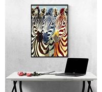 Animal Diamond Painting Adulte ZèBre Peinture Diamant Adulte DIY Broderie Diamand Cristal Art Kits, Peinture Diamant Strass Point de Croix Kits, pour Décoration Murale Maison, Cadeau 30x40cm PJY9 X-G