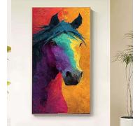 Animal Diamond Painting Cheval Diamond Painting Adulte, 5D Broderie Diamant Kit Complet, Bricolage Strass Point de Croix Artisanat Loisirs Créatifs Adultes Tableau Decoration Murale 100x200cm dbi5-i