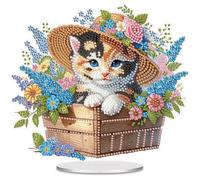 Animal DIY Acrylic Diamond Art Tabletop Painting Kit Single Sided Rhinestone Stand Up Desk Placements with Bright Diamonds and Special-Shaped Diamonds for Adults Home Office Decor Craft Gift