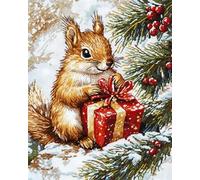 Animal Diy Création De Tapis Et Canvas Écureuil De Dessin Animé Kits De Crochet Diy，Kit De Broderie，Set De Tapis À Loquet Pour Débutants，Travaux D'Aiguille Et Décoration D'Intérieur. 35x46in