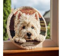 Animal Diy Crochet Kit Debutant Chien Blanc Sur Le Rebord De La Fenêtre Kit De Crochet Pour Tapis，Idéal Pour La Décoration Intérieure. Kits De Crochets Pour Débutants，Enfants Et Adult 80x80cm