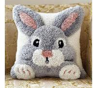 animal DIY Kit de crochet à loquet,Lapin gris,Kit de crochet à loquet pour oreiller,d'artisanat de coussin Taie d'oreiller,Décoration de Noël,43x43cm