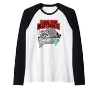 Animal drôle de Raton Laveur Sauvage et Coup de Chaleur Manche Raglan