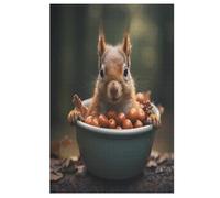 Animal écureuil Puzzles Adulte 1000 Pieces Cadeau Famille Puzzle Classique 3D Puzzle EnfantsJouet en Bois Cadeau Unique Décoration Intérieure （78×53cm）