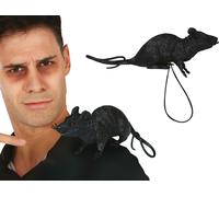 Animal effrayant Rat noir Décoration Halloween Épaule en caoutchouc Effrayant animal factice, couleur : noir