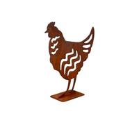 Animal en acier effet rouillé à poser Poule