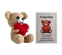 Animal En Peluche Cœur À Compartiment - Tricotée Mignonne Douce | Jouet Avec Logette Cardiaque, Cadeau Fait Main Pour Saint-Valentin, Porte-clés Ours Câlin À Poches Multiples, Présent Anniversa