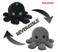 Animal en peluche de Poulpe BOLAKER 20cm-Noir + gris G