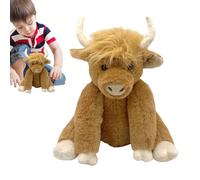 Animal En Peluche De Vache Highland - Jouet Moelleux, Compagnon En Peluche Confortable | Figure De Bétail Au Coucher, Yak Brun Doux, Jouet D'aide Au Sommeil, Collection D'animaux Pour Chambre À Couche