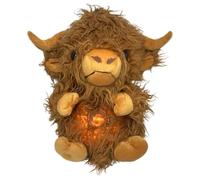 Animal en peluche de vache 'Highland - Pelice en peluche, peluche de vache | Animal farci de la respiration rythmique, qui améliorent les lumières douces et la musique pour dormir le mu