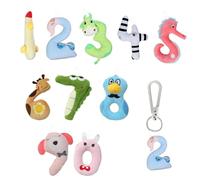 Animal en peluche en forme de chiffre | Lot de 10 pendentifs de sac doux et douillets, chiffres 0-9 en peluche | Pour chambre à coucher, table, bureau, chambre de bébé, petite amie, épouse, petit ami