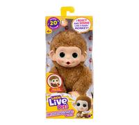 Little Live Pets Baby Monkey Minis, Pepi Peach, Interactif, + de 20 Sons et réactions, Brun, Doux, 18,8 cm, Réaliste, Nourris-la, Occupe-toi d'elle, Mains et Pieds Qui s'agrippent, 3 à Collectionner