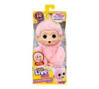 Little Live Pets Baby Monkey Minis, Luna Lemon, Interactif, + de 20 Sons et réactions, Rose, Doux, 18,8 cm, Réaliste, Nourris-la, Occupe-toi d'elle, Mains et Pieds Qui s'agrippent, 3 à Collectionner