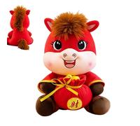 Animal en peluche - Poupée de cheval de 9,84 pouces, peluche confortable pour jouer, peluche animale lestée, dieu de la richesse 2026, mascotte de poupée de paix pour canapé, D