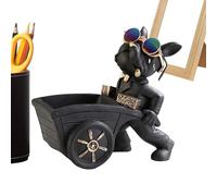 Animal en résine - Plat à bonbons - Bol à clés pour table d'entrée - Figurine en résine - Adorable chien créatif tire un panier - Décoration de table pour bureau