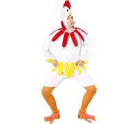Animal Fantaisie Costume Poulet Carnaval Amusant Célébration Blanc Rouge Jaune Fête Événement Adulte Unie Humour Costume Festif Capuche Ailes, Taille : 48 - 50 (M) Couleur : Blanc