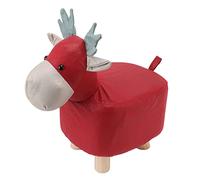 Animal Footstools Prevent Slip Cute Cartoon Giraffe Shape Soft Small Kids Stools for Home (Red)