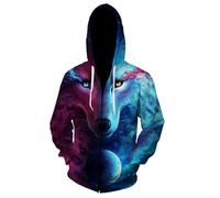 Animal Forest Howling Wolf Zip Hoodie Femmes/Hommes Animal Wolf Sweats à Capuche imprimés en 3D Pullover Cool Hooded Sweatshirt Vêtements d’extérieur