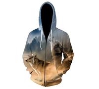 Animal Forest Howling Wolf Zip Hoodie Femmes/Hommes Animal Wolf Sweats à Capuche imprimés en 3D Pullover Cool Hooded Sweatshirt Vêtements d’extérieur