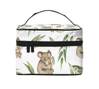 Animal Foundation Nature Foundationfeuilles d'eucalyptus et Koala isolés sur Blanc, Trousse de Maquillage Trousse à cosmétiques Trousse de Toilette de Voyage Portable Trousse à Crayons