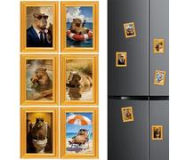 Animal Fridge Magnets - Wood 8cm, Capybara Magnets, Magnetic Whiteboard Stickers Set | Decorative Locker Decor, Home Office Kitchen Memo Board, Apartment, Collectors, Homeowner Use