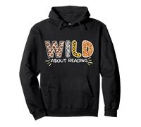 Animal Graphic Wild About Reading Books Teacher Sweat à Capuche