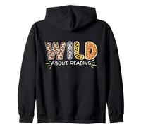Animal Graphic Wild About Reading Books Teacher Sweat à Capuche
